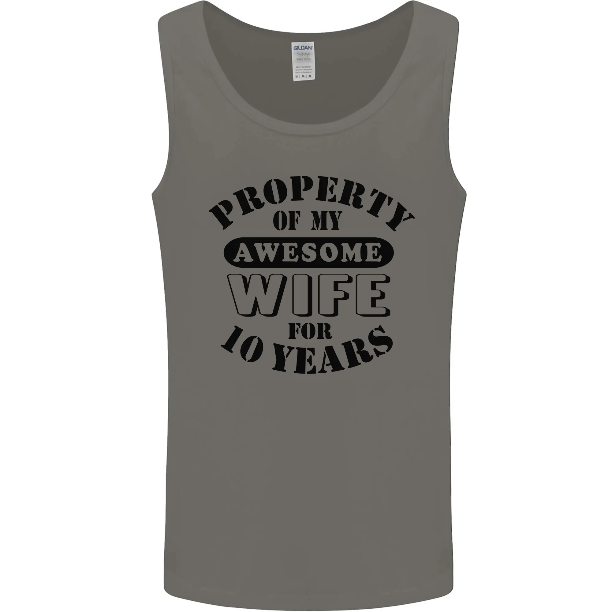 10th Wedding Anniversary 10 Year Funny Wife Mens Vest Tank Top