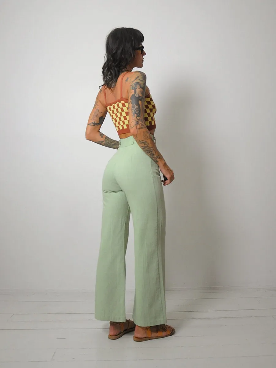 1970's Pistachio Flared Pants 24x30