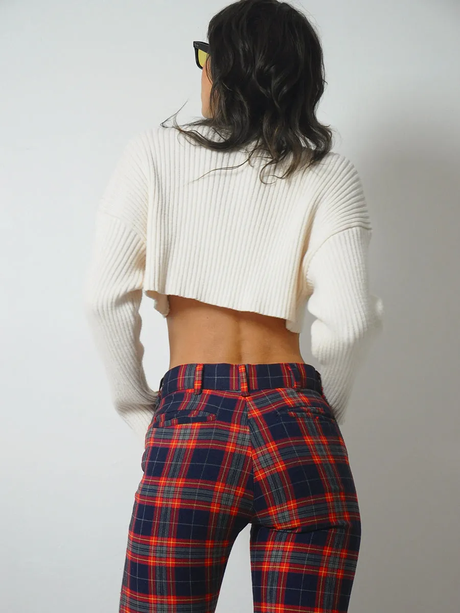 1970's Tartan Plaid Flared Pants 28x31