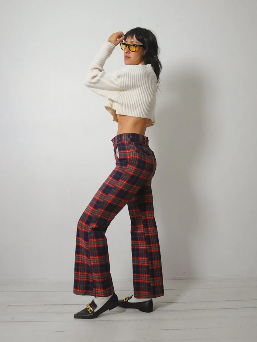 1970's Tartan Plaid Flared Pants 28x31