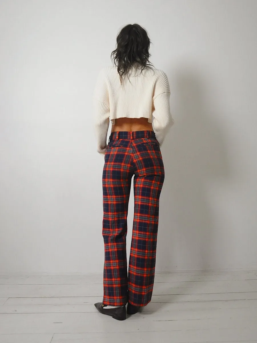 1970's Tartan Plaid Flared Pants 28x31