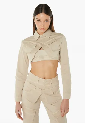 3D Pocket Cropped Jacket - Stone