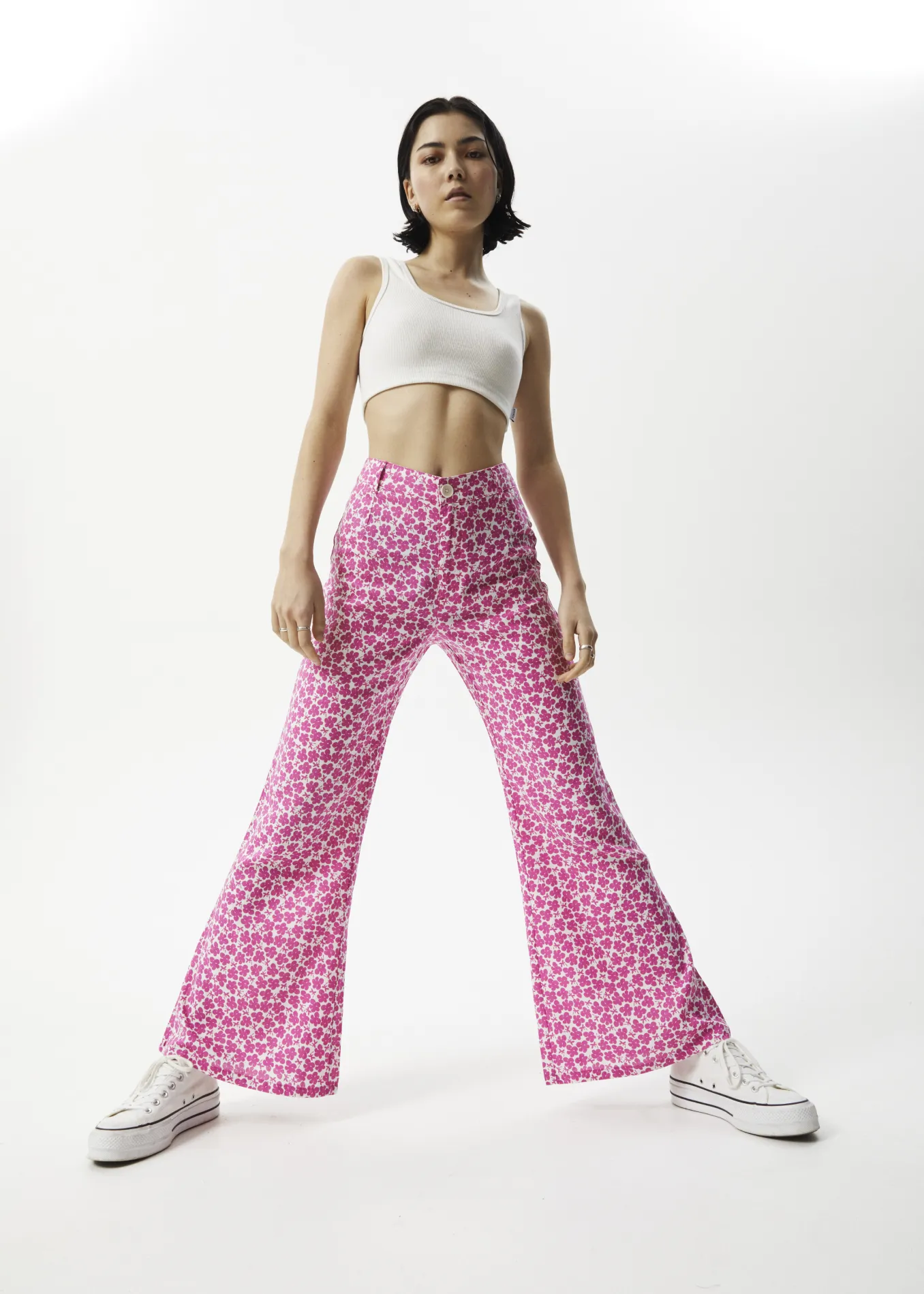 AFENDS Womens Madeline Birkin - Flared Pants - Bubblegum Floral