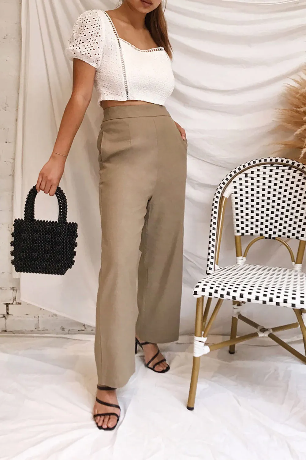 Agoyan Taupe | Flare Leg Pants