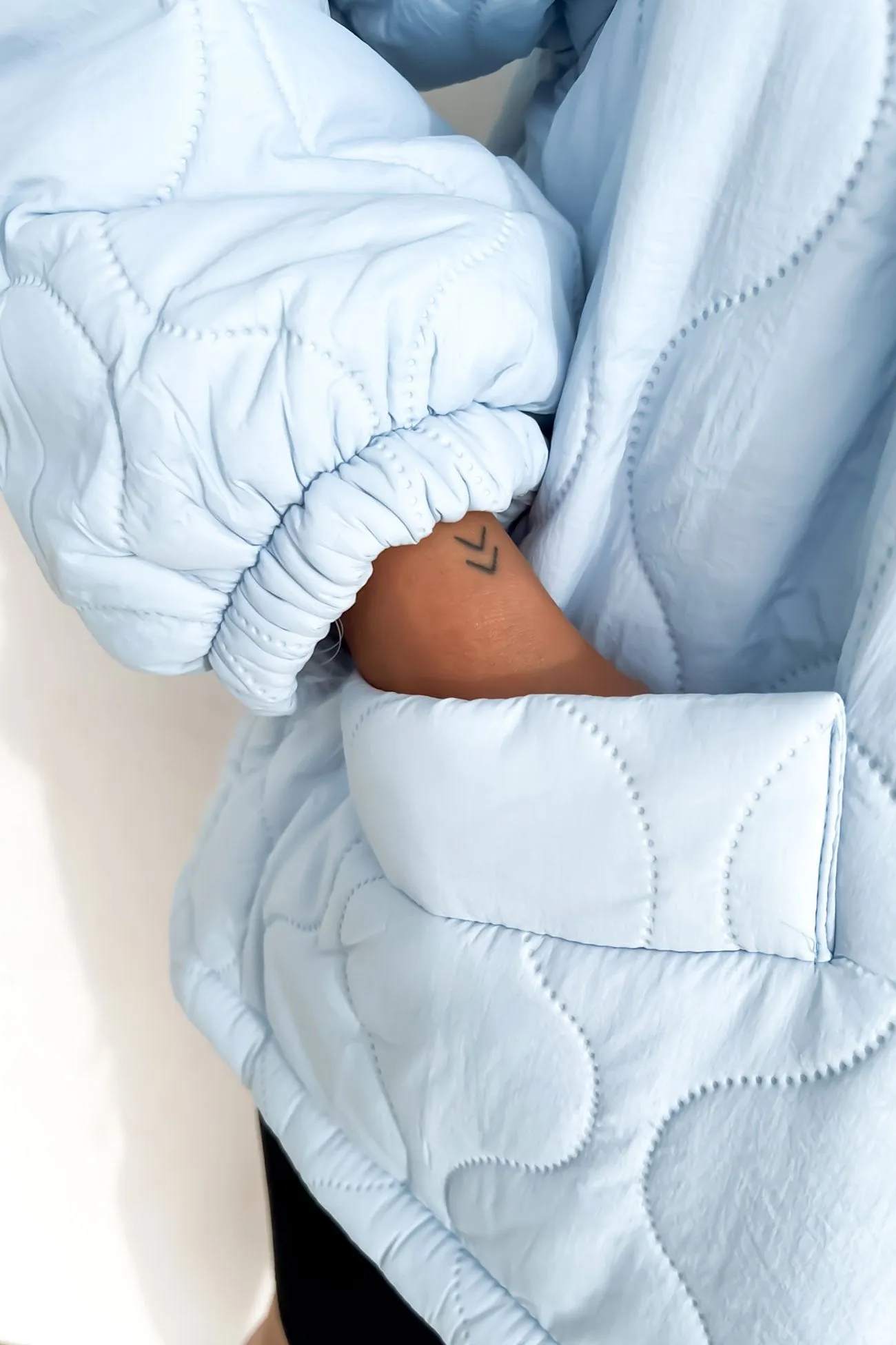 Aimee Quilted Jacket Baby Blue White