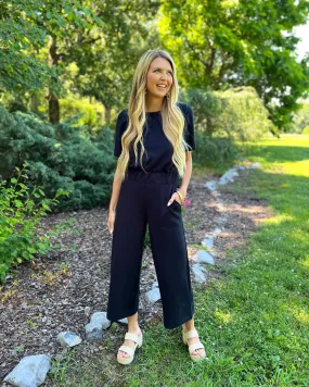 AirEssentials Cropped Wide-Leg Very Black Jumpsuit