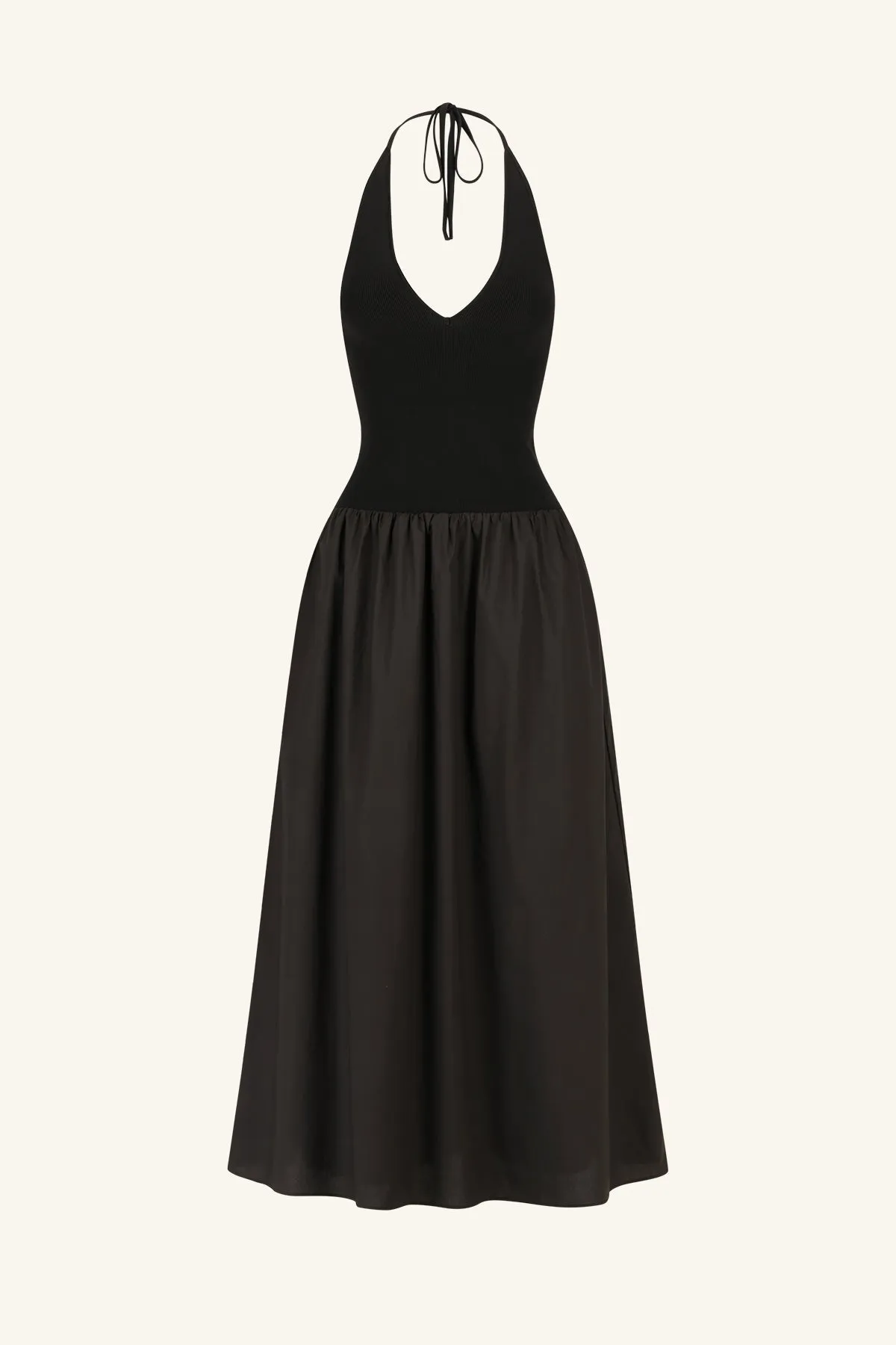 ALIAH HALTER MIDI DRESS - BLACK