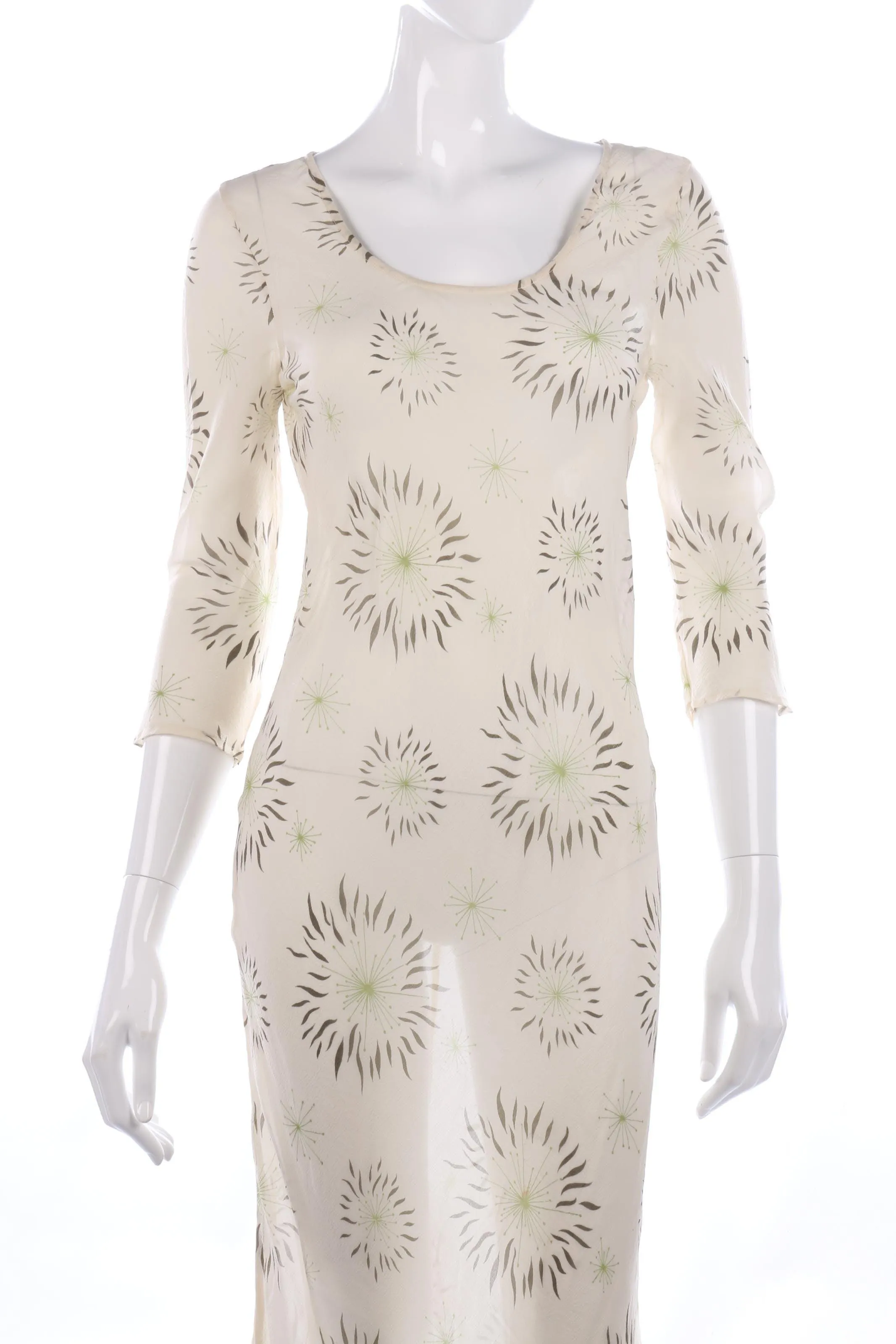 Allegra Hicks Dress 100% Silk Cream Floral Size 2. UK 6