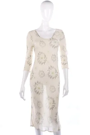 Allegra Hicks Dress 100% Silk Cream Floral Size 2. UK 6