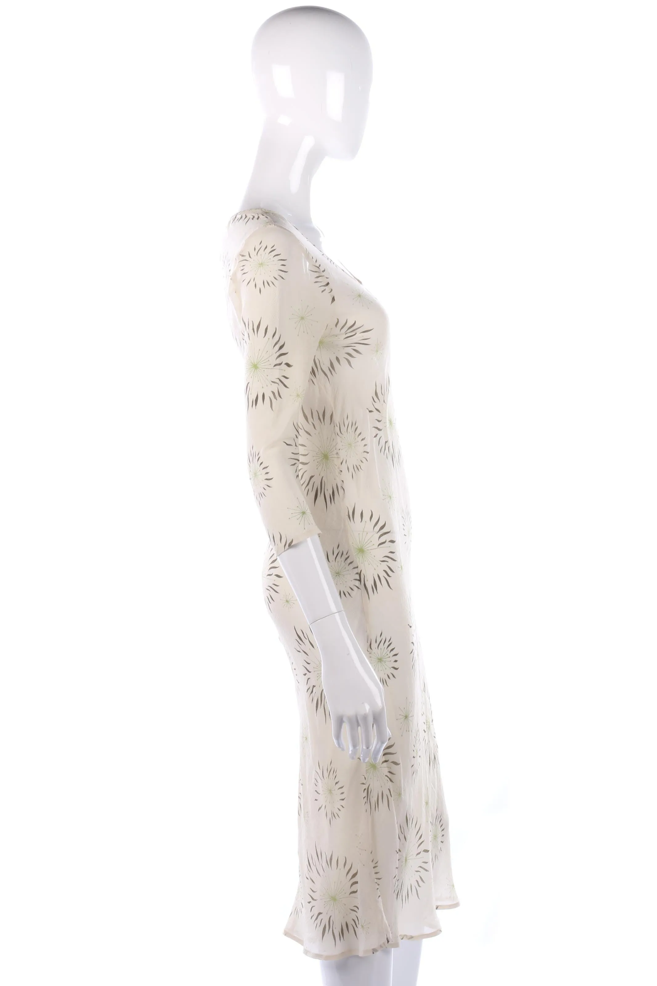 Allegra Hicks Dress 100% Silk Cream Floral Size 2. UK 6