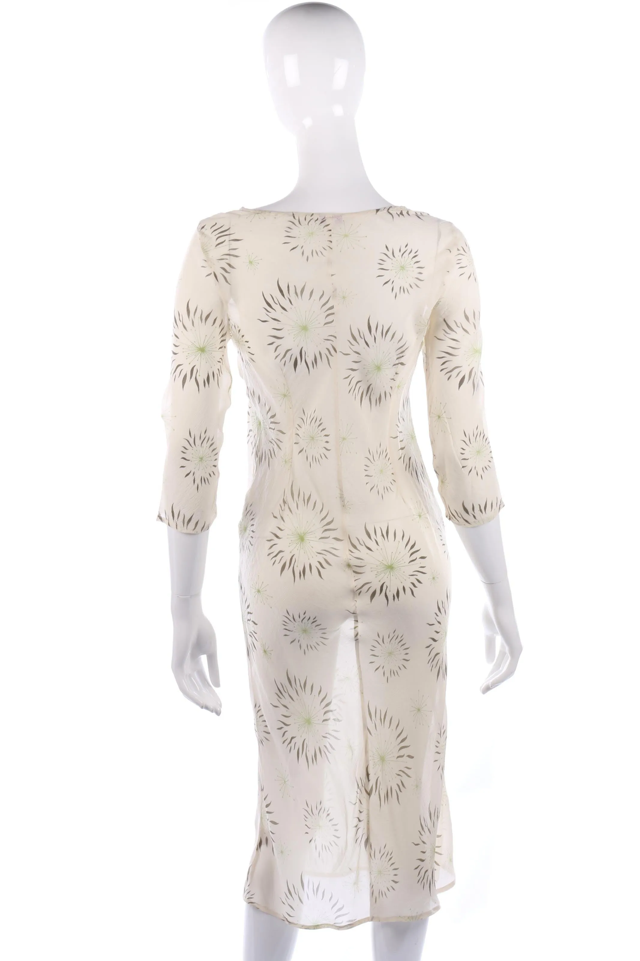 Allegra Hicks Dress 100% Silk Cream Floral Size 2. UK 6