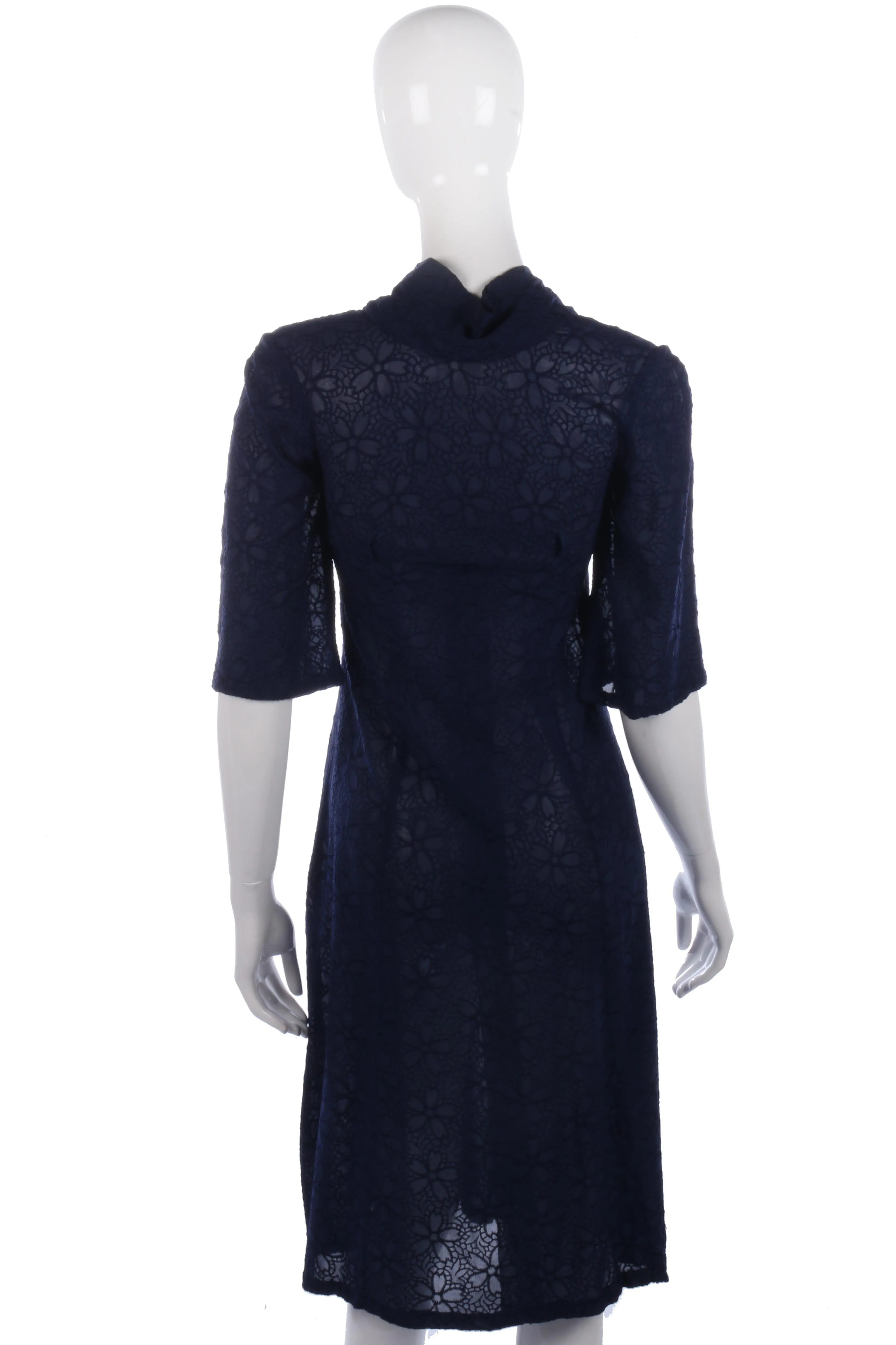 Amazing embroidered sheer 1940's vintage navy dress size XS