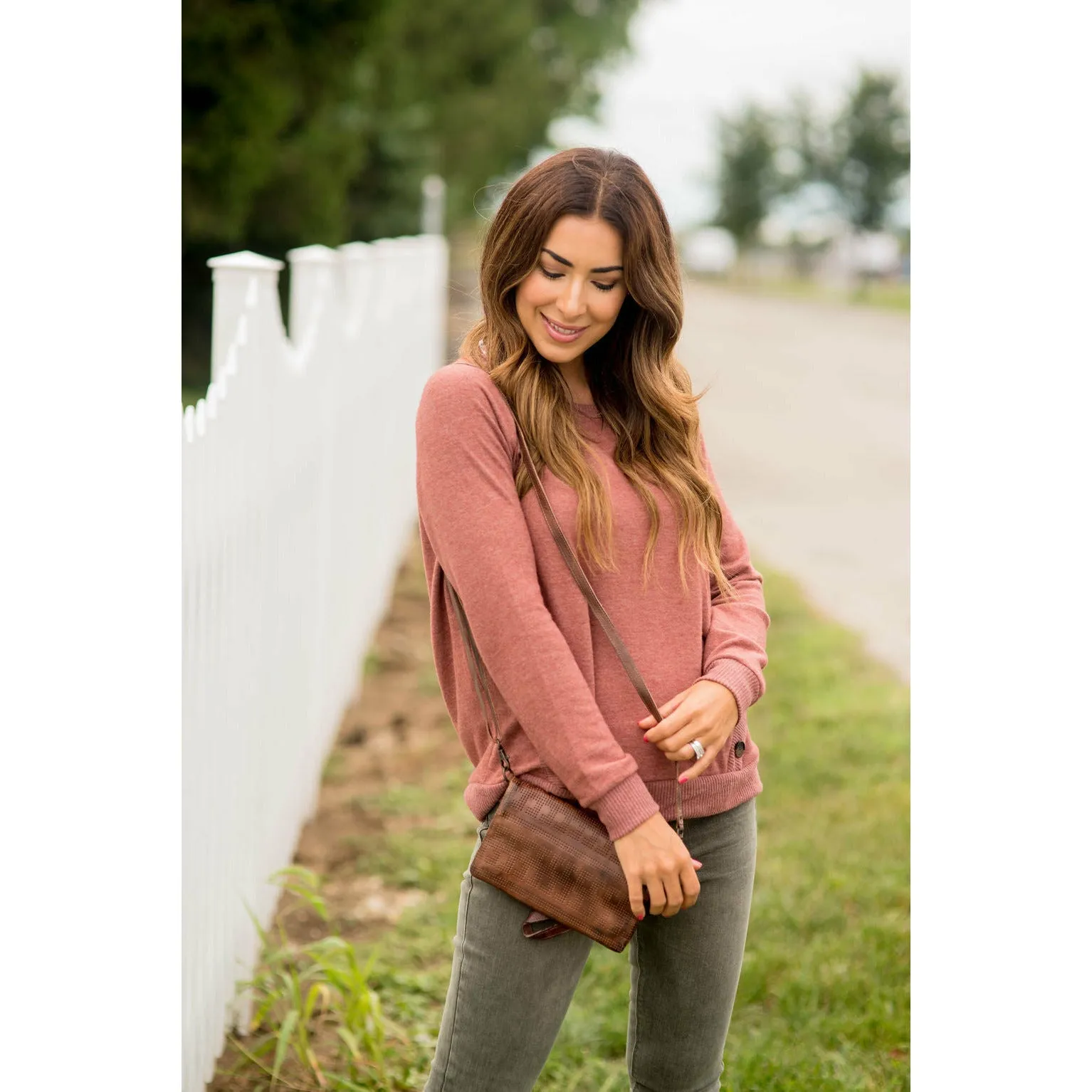 Angled Side Button Sweater