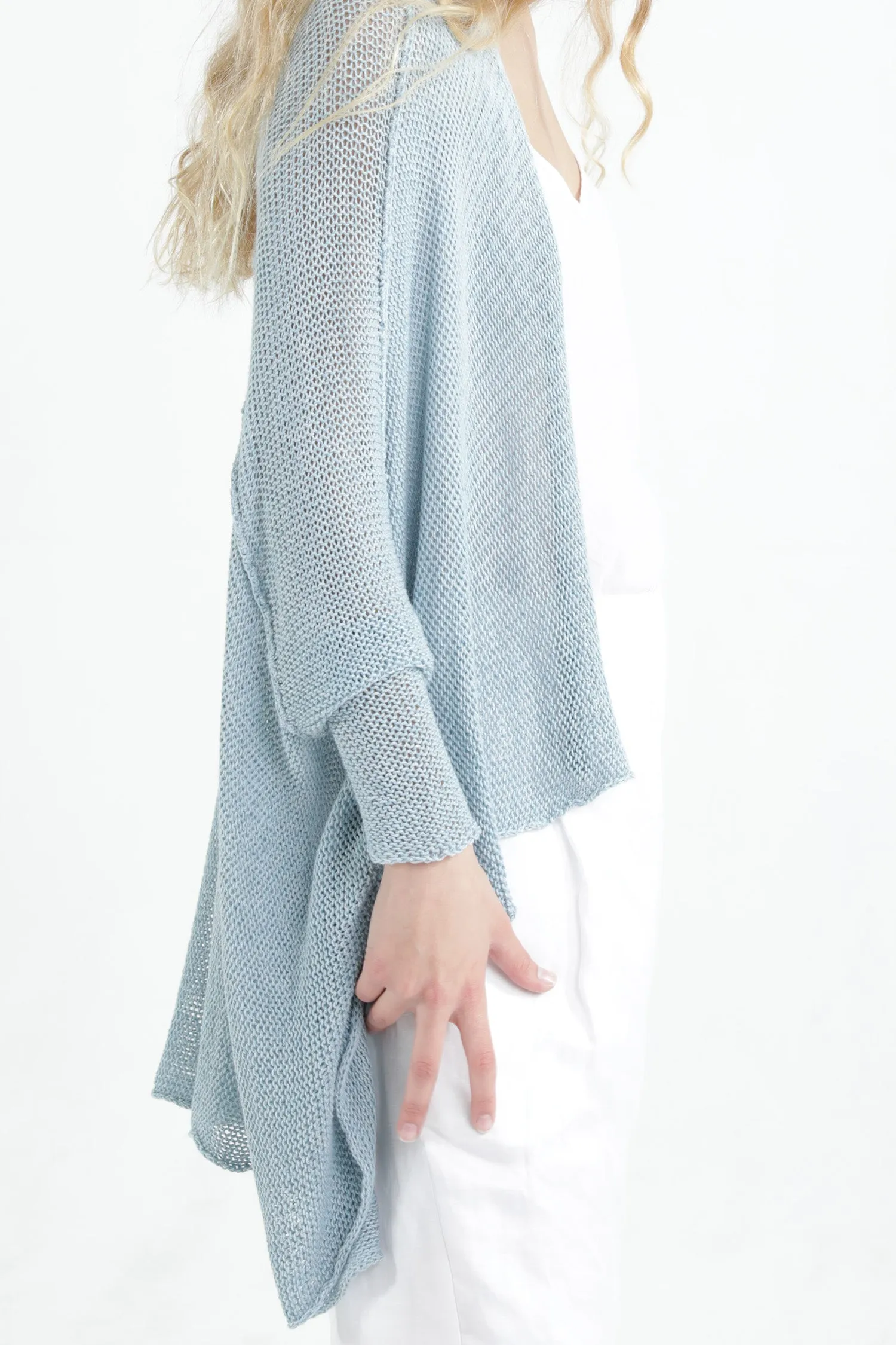 Aqua Oversize T Light Sweater with Pockets