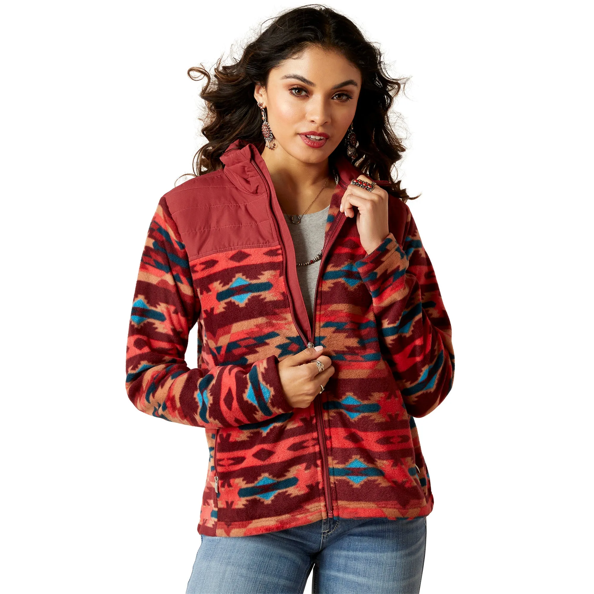 Ariat Ladies Prescott Multicolor Campfire Print Fleece Jacket 10046038