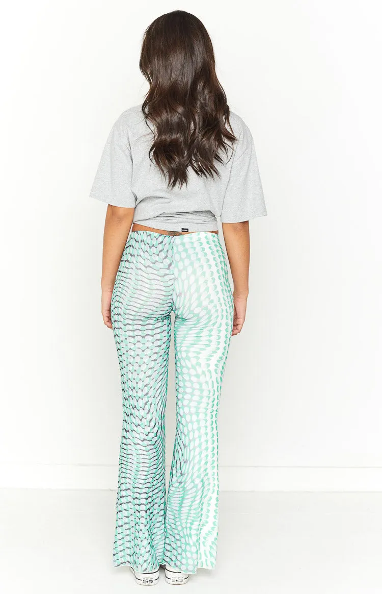 Avalon Green Mesh Mid Rise Pant