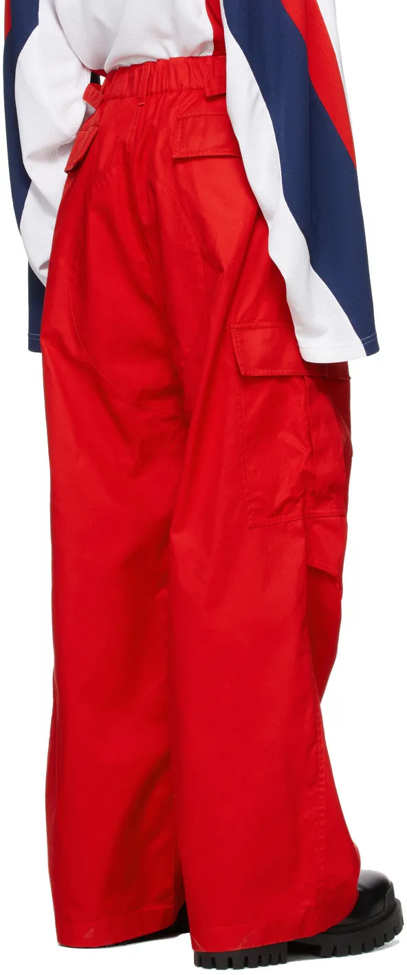 Balenciaga SS21 Oversized Red Soft Cargos