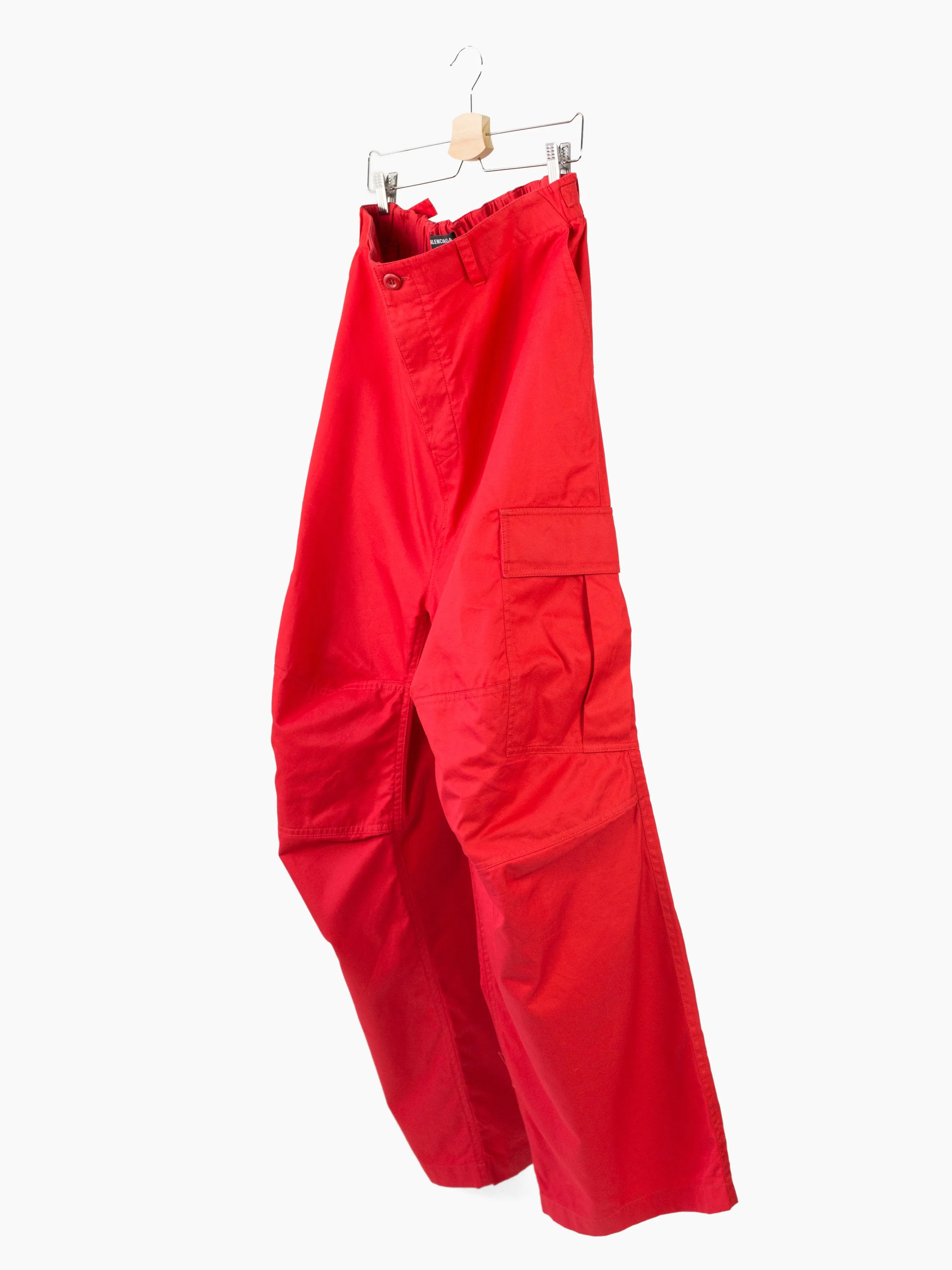 Balenciaga SS21 Oversized Red Soft Cargos