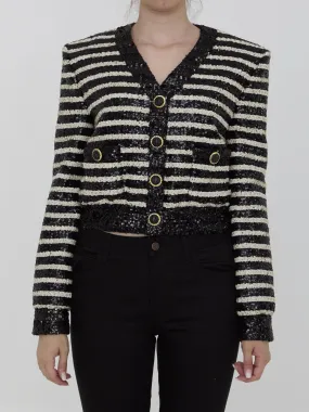 Balmain Button Sequined Cropped Jacket