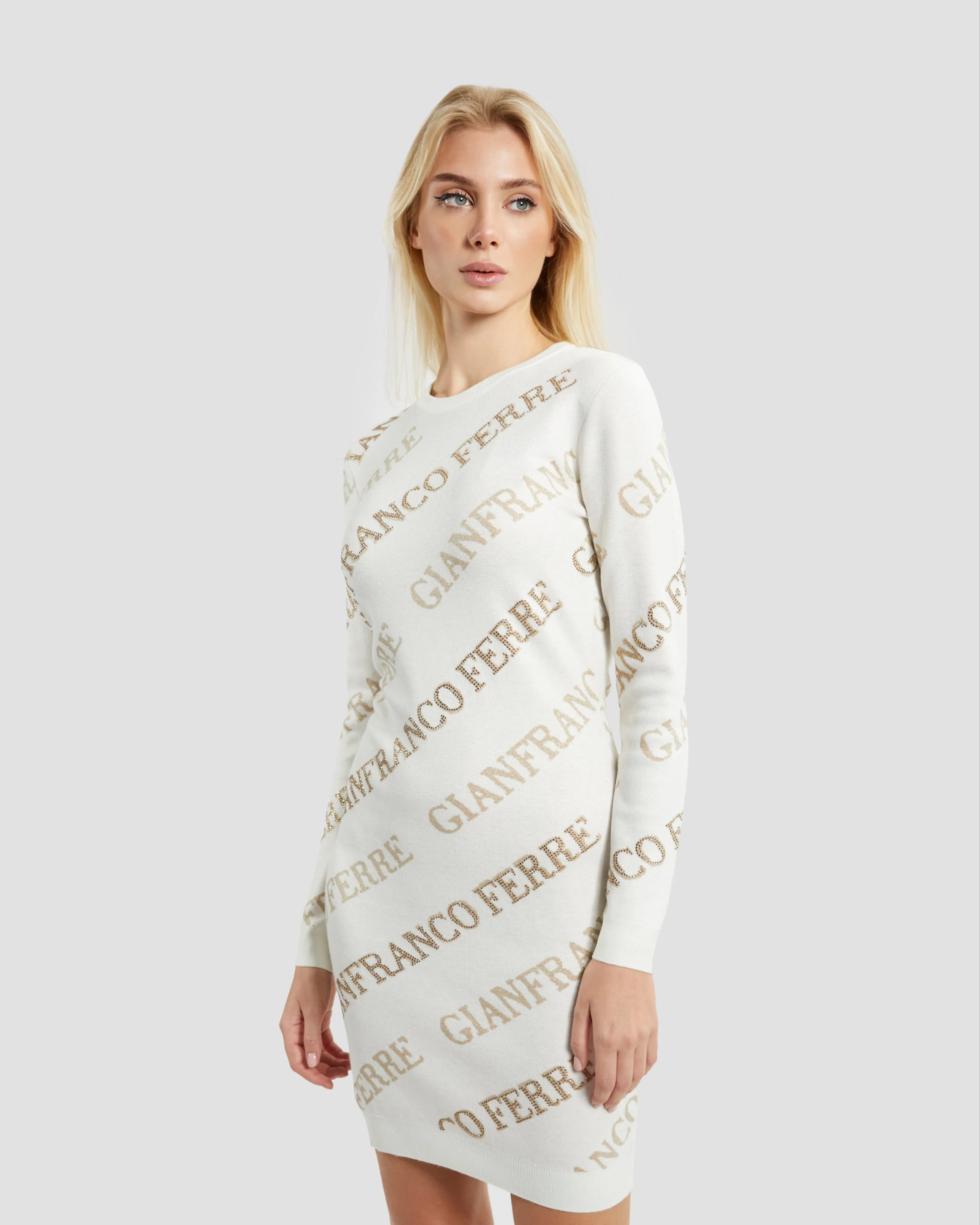 Bejeweled Logo Knit Dress