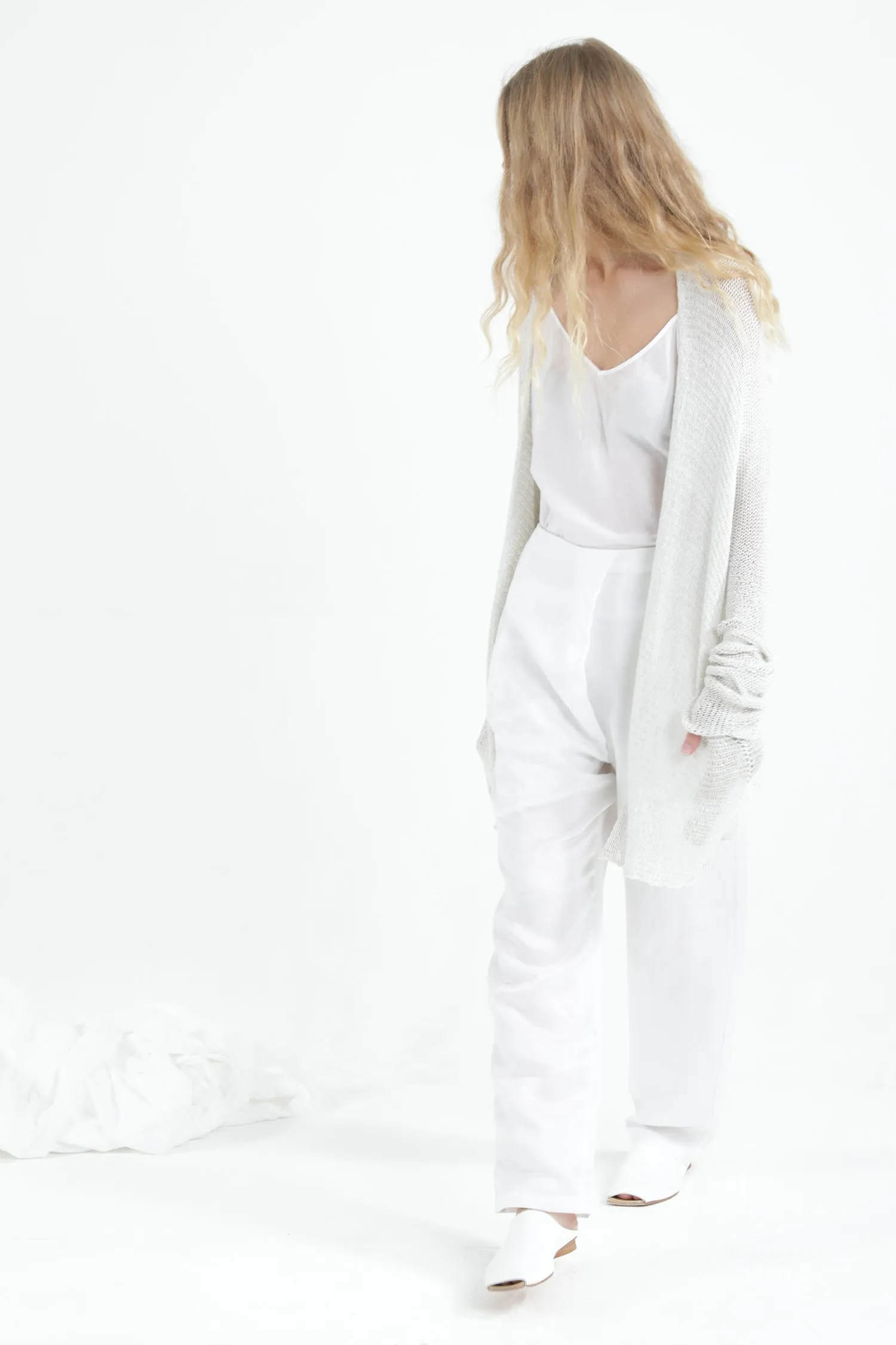 Beka loose cardigan with pockets in Broken white