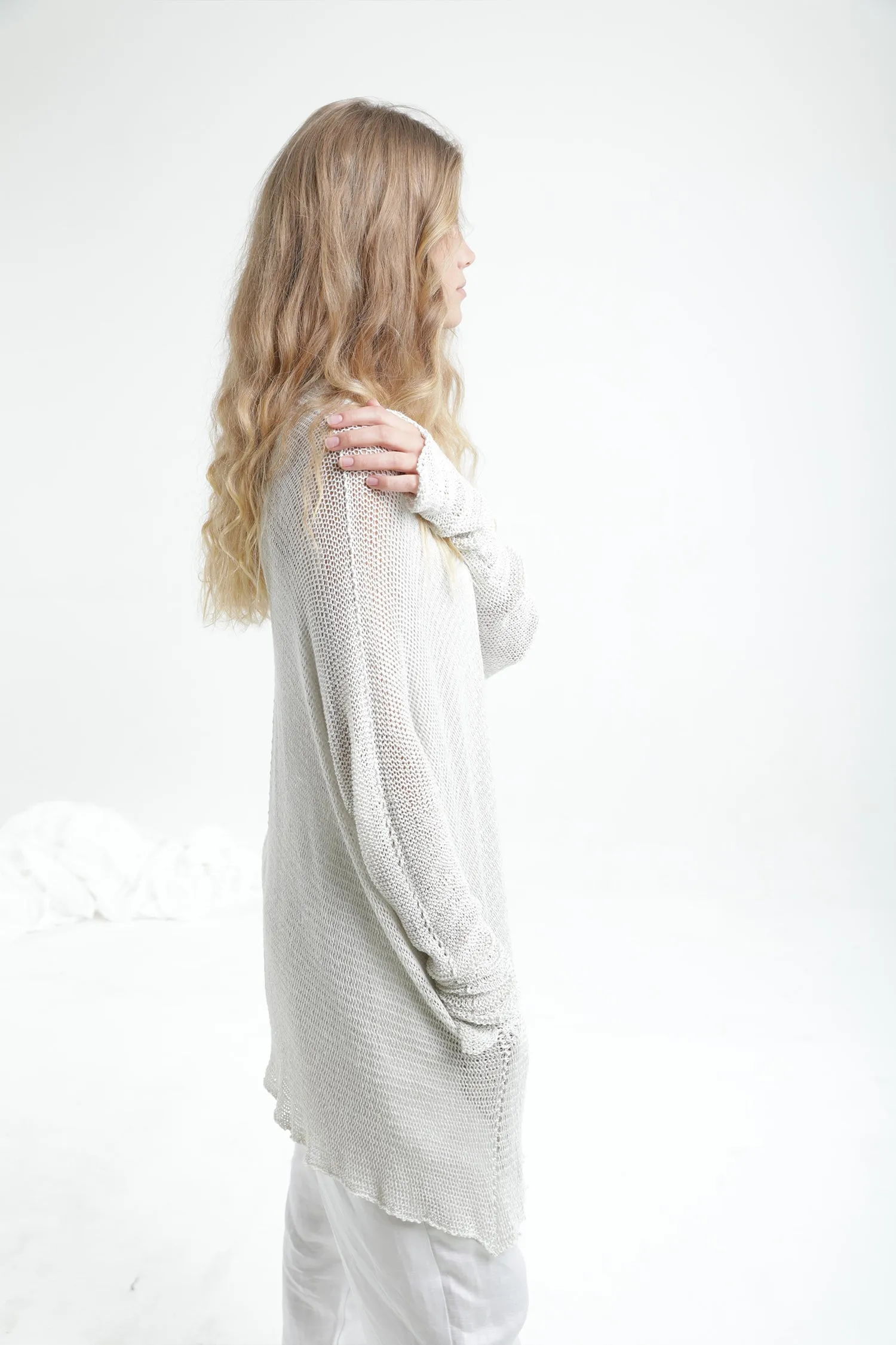 Beka loose cardigan with pockets in Broken white