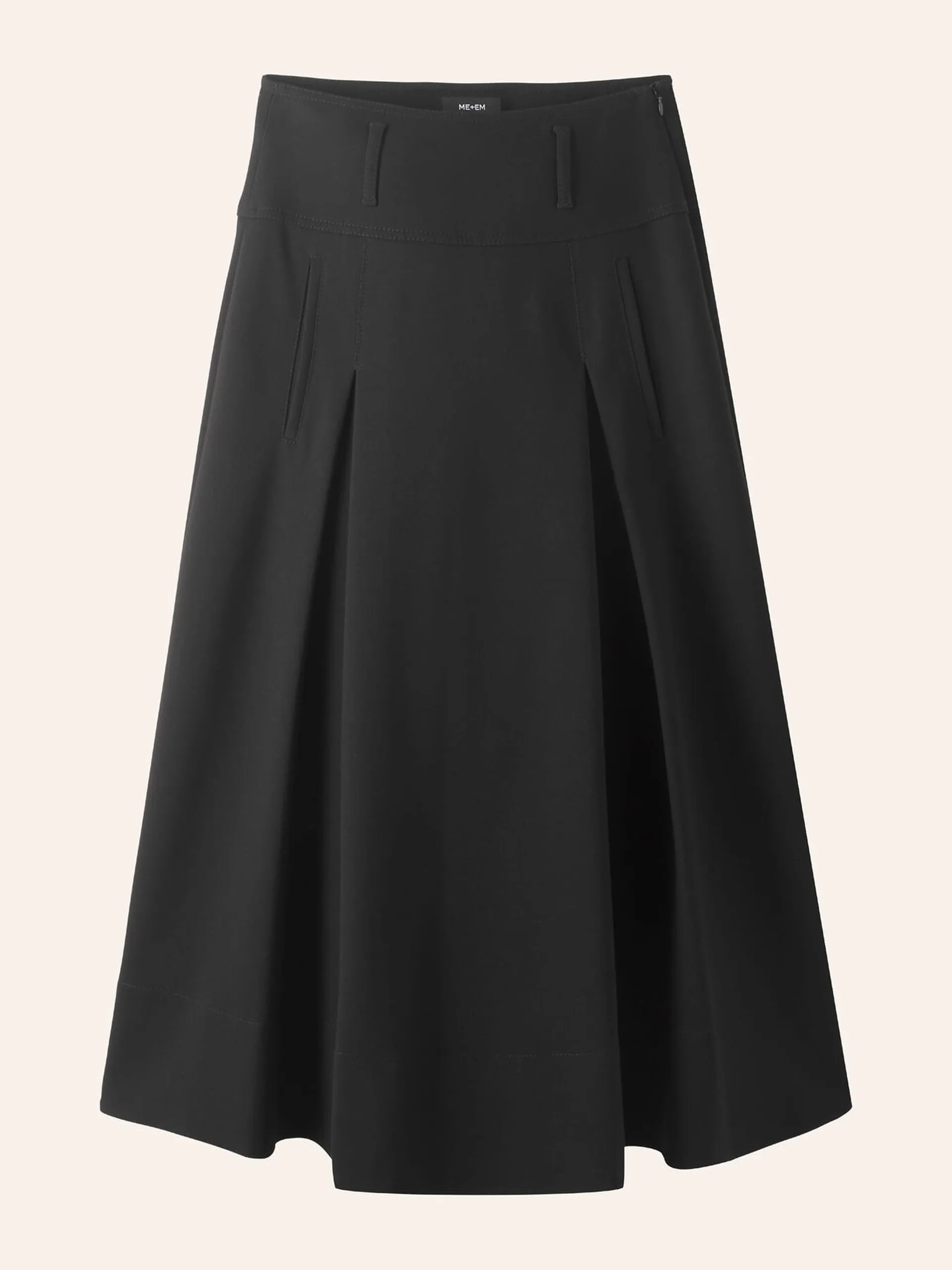 Black A-line workwear midi skirt