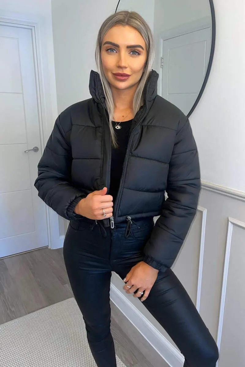 Black Cropped Puffer Jacket