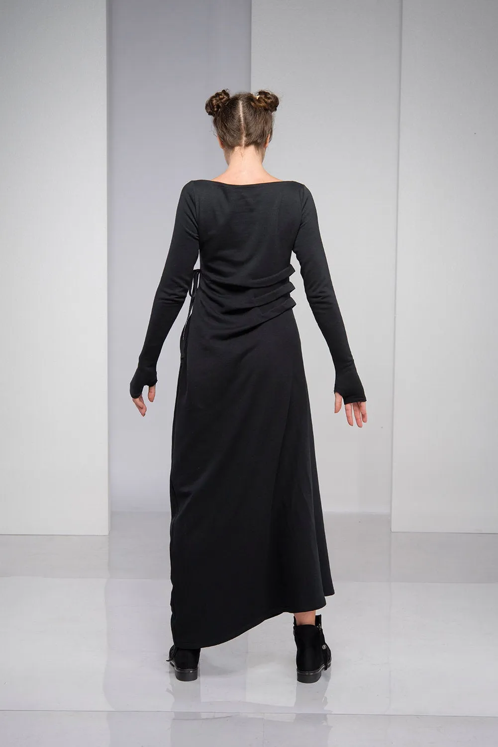 Black Maxi Dress with Waist Accent