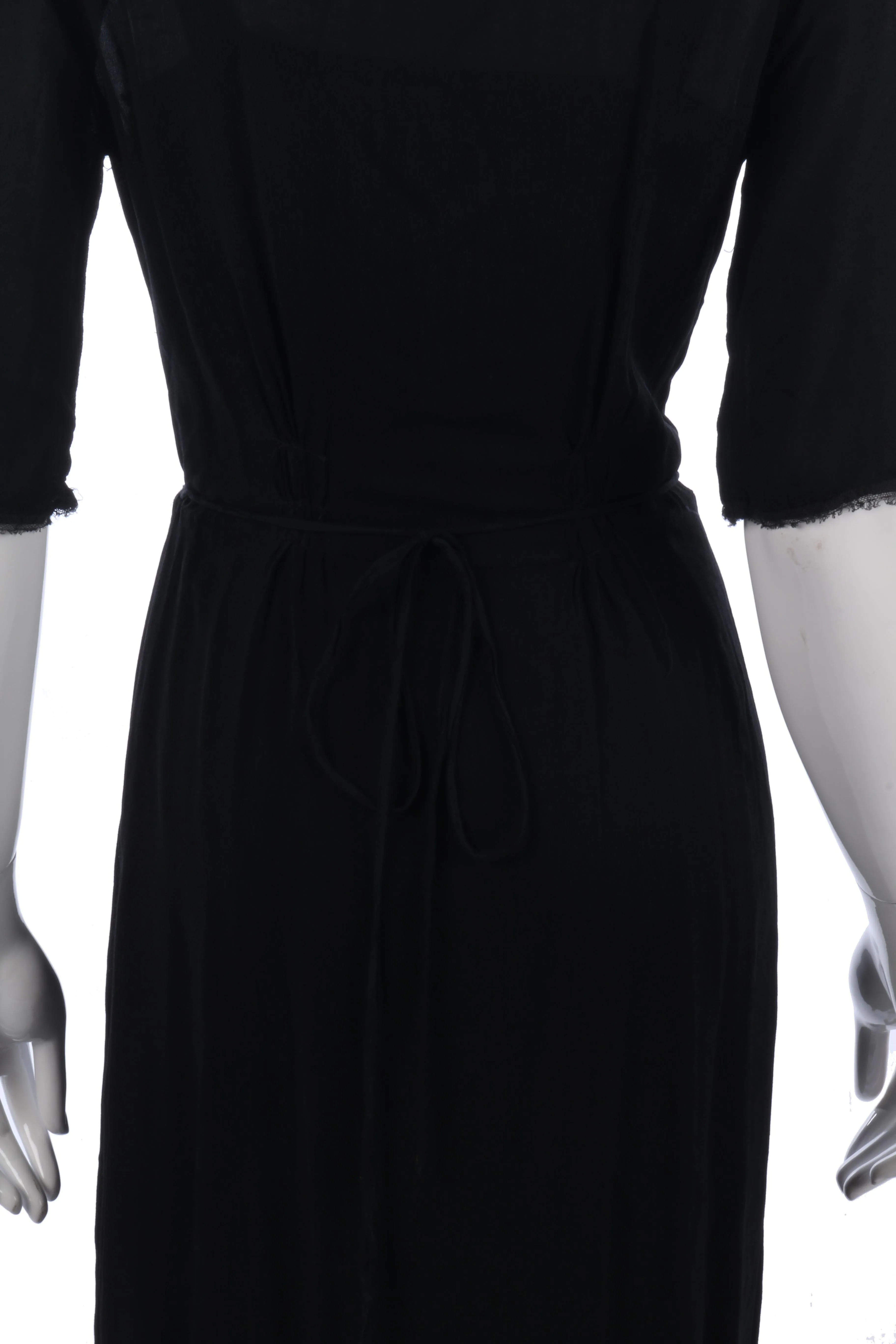 Black wrap style dress with lace detail size 12