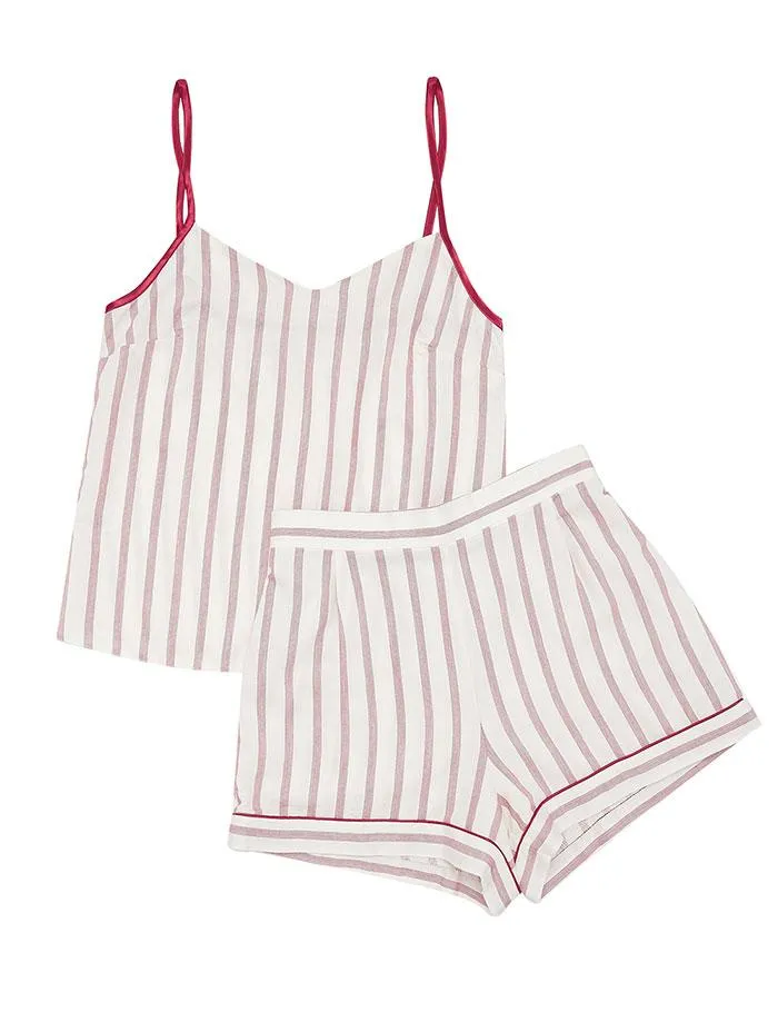 Bordeaux Cotton Striped Short