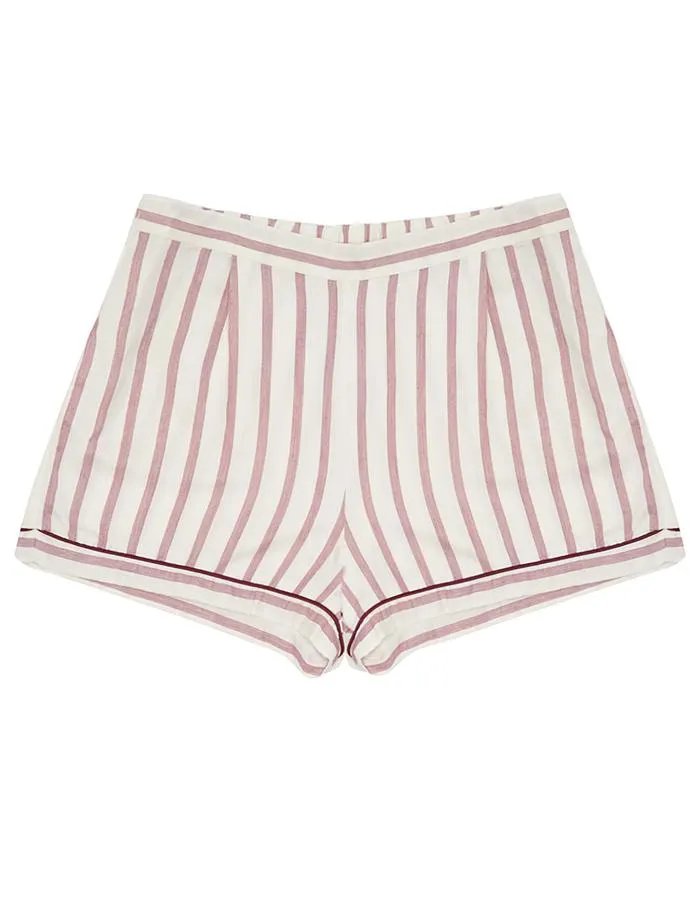 Bordeaux Cotton Striped Short