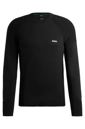 Boss Cotton-Blend Regular-Fit Sweater with Logo Detail - Black