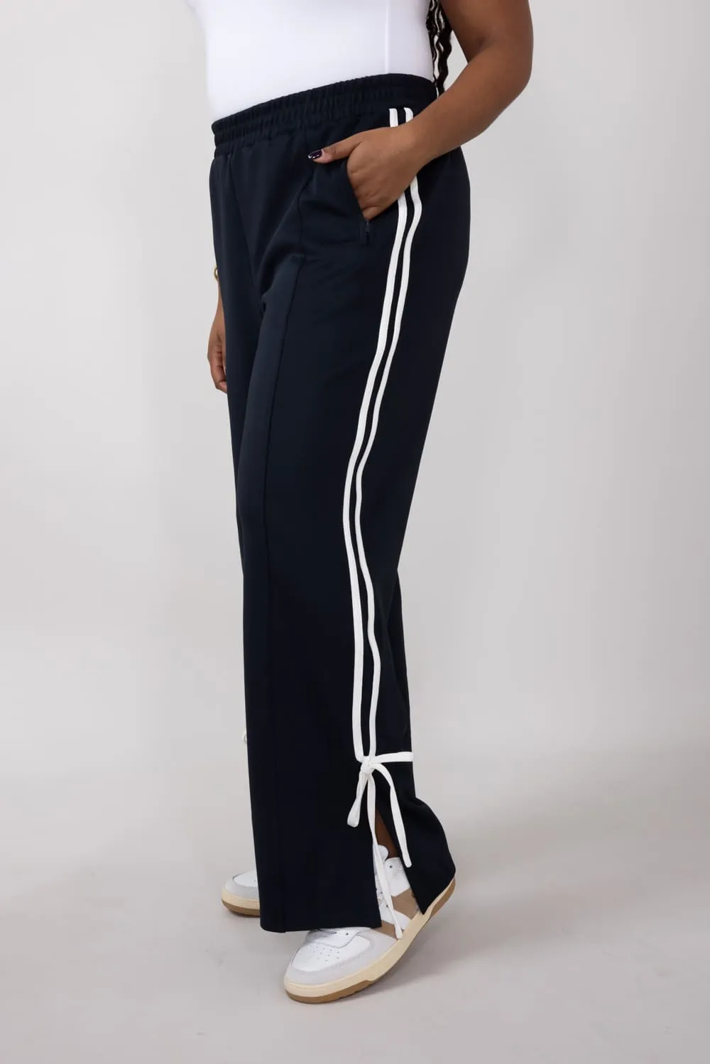 Bow Tie Track Pants for Women in Dark Navy | SP2364-DKNAVYWHITE