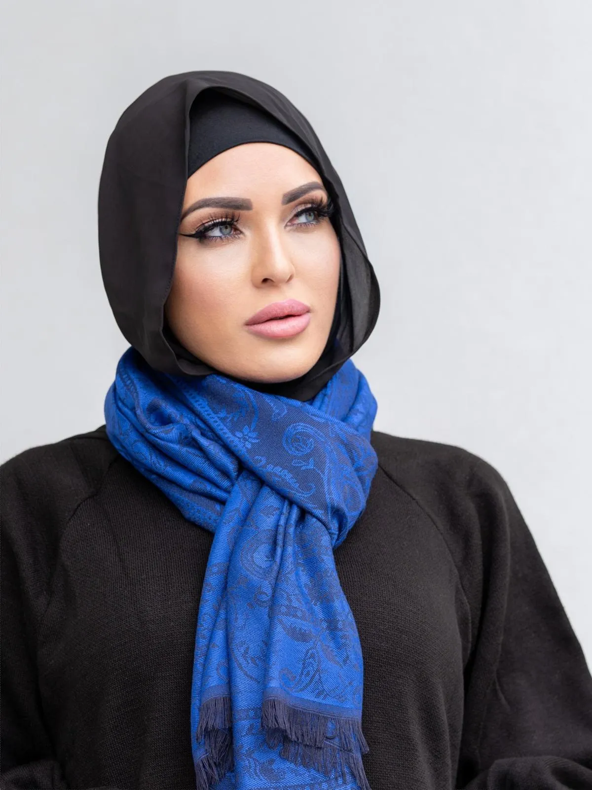 BRIGHT BLUE CRAFTED PASHMINA