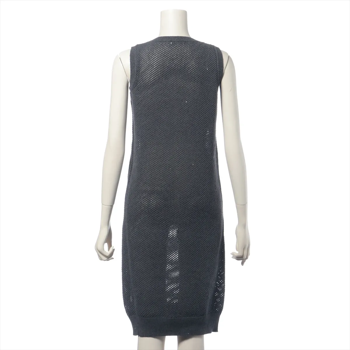 Brunello Cucinelli Crochet Knit Dress Dark Grey