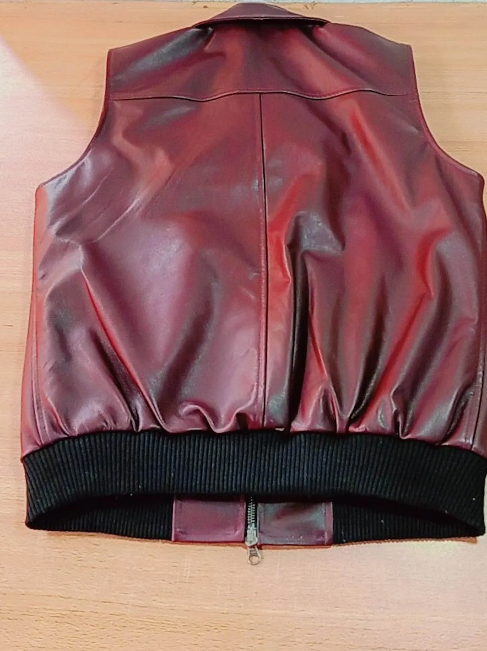 Burgundy Leather Vest for Women