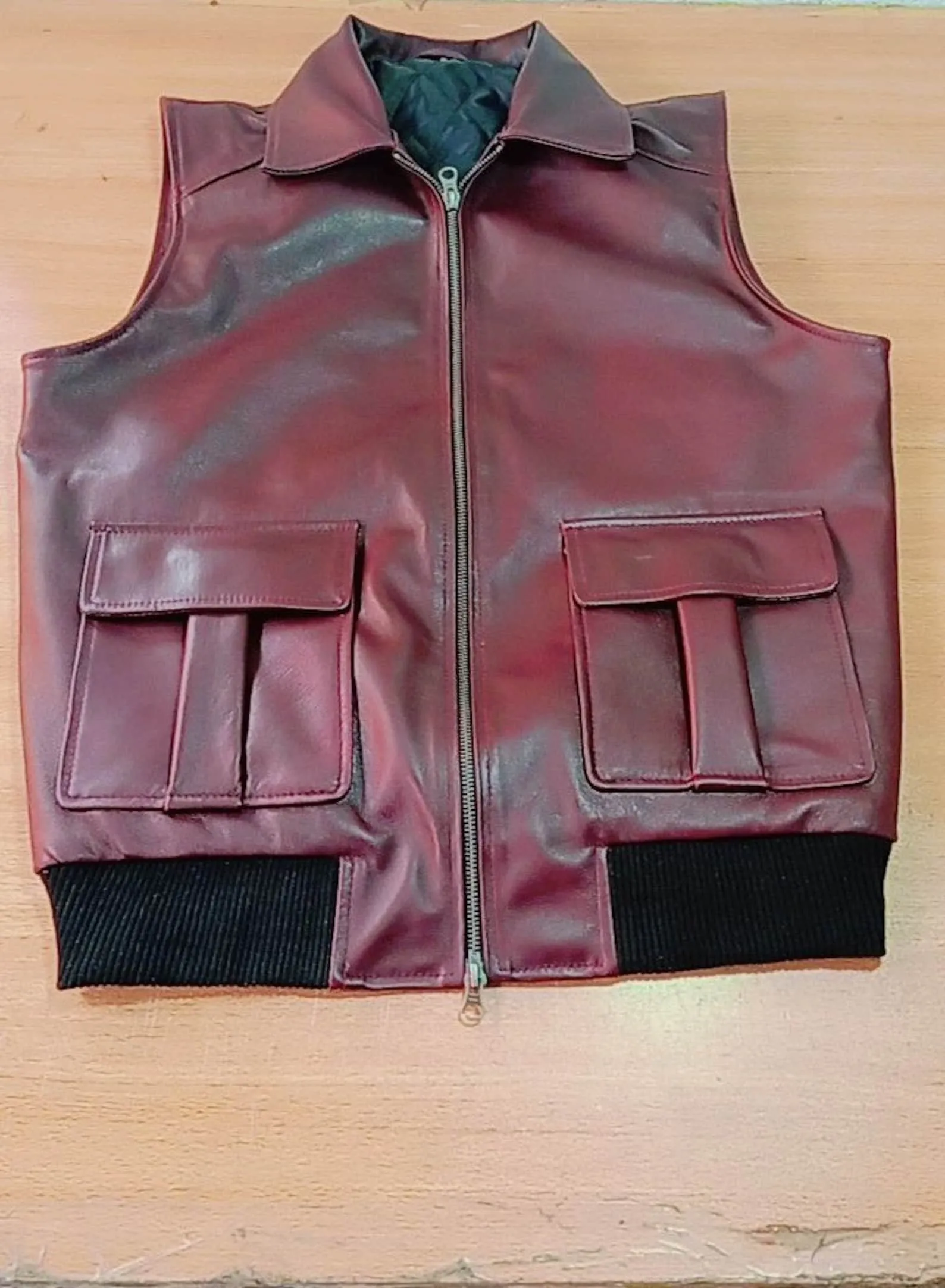 Burgundy Leather Vest for Women