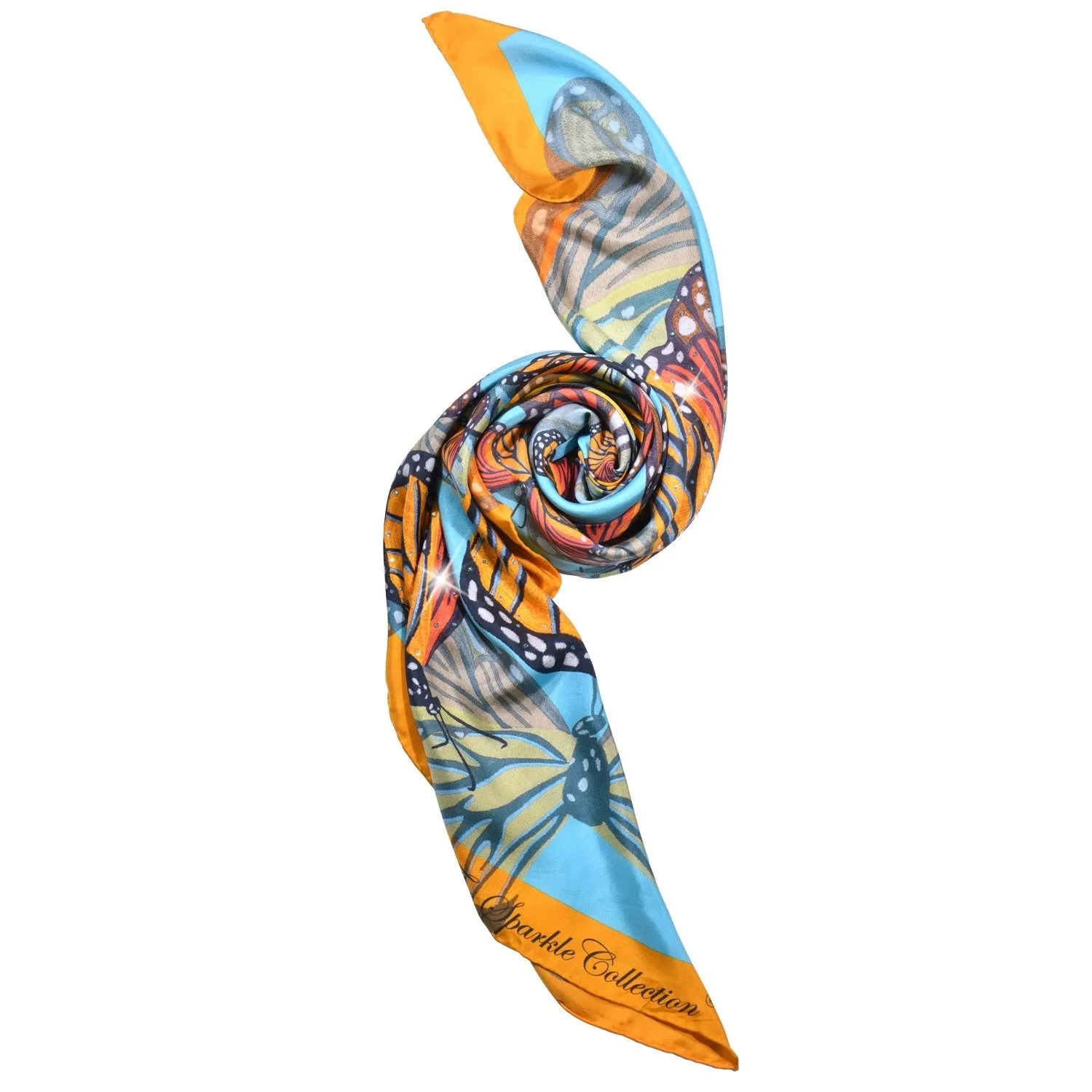 【BUTTERFLY】100% Silk Scarf with Crystals