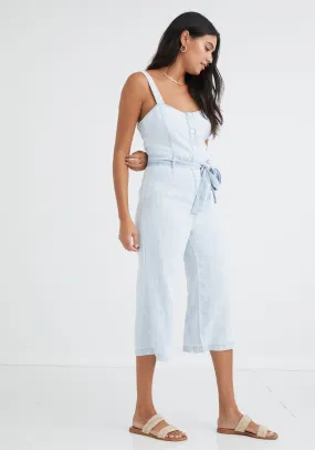 Button Front Seamed Jumpsuit