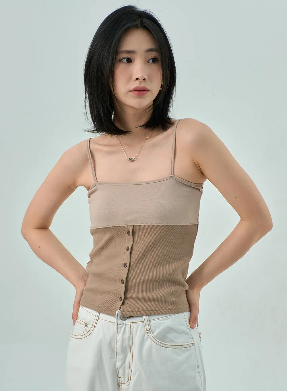 Button Thin Strap Top OY315