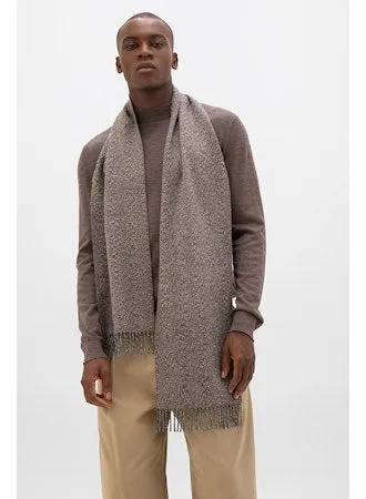 Cashmere Wool Herringbone Twist Scarf in Ash