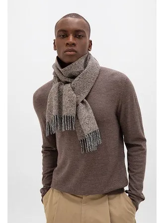 Cashmere Wool Herringbone Twist Scarf in Ash