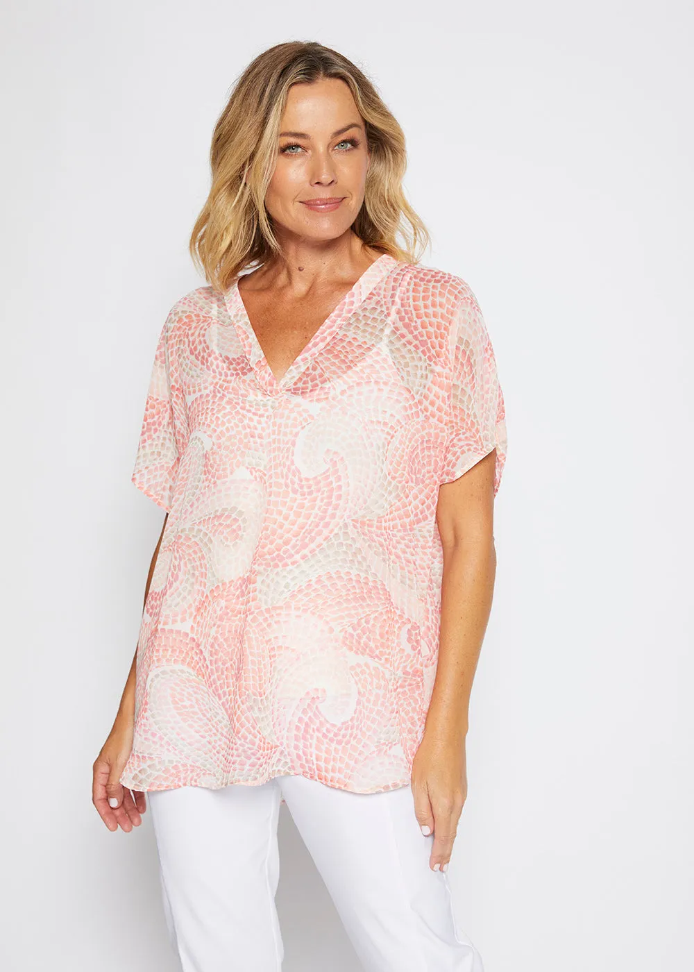 Cathie chiffon blouse in Mosaic