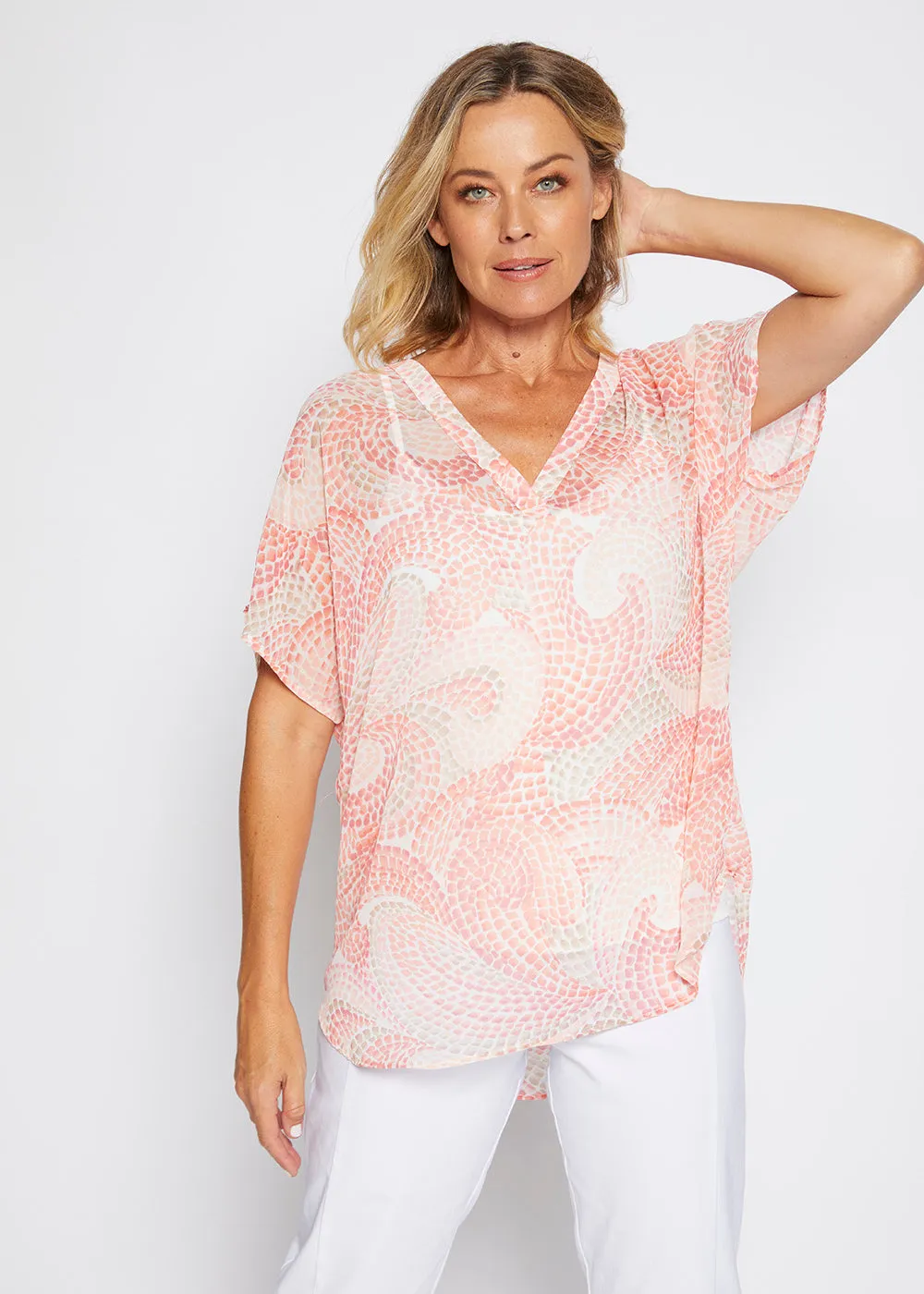 Cathie chiffon blouse in Mosaic