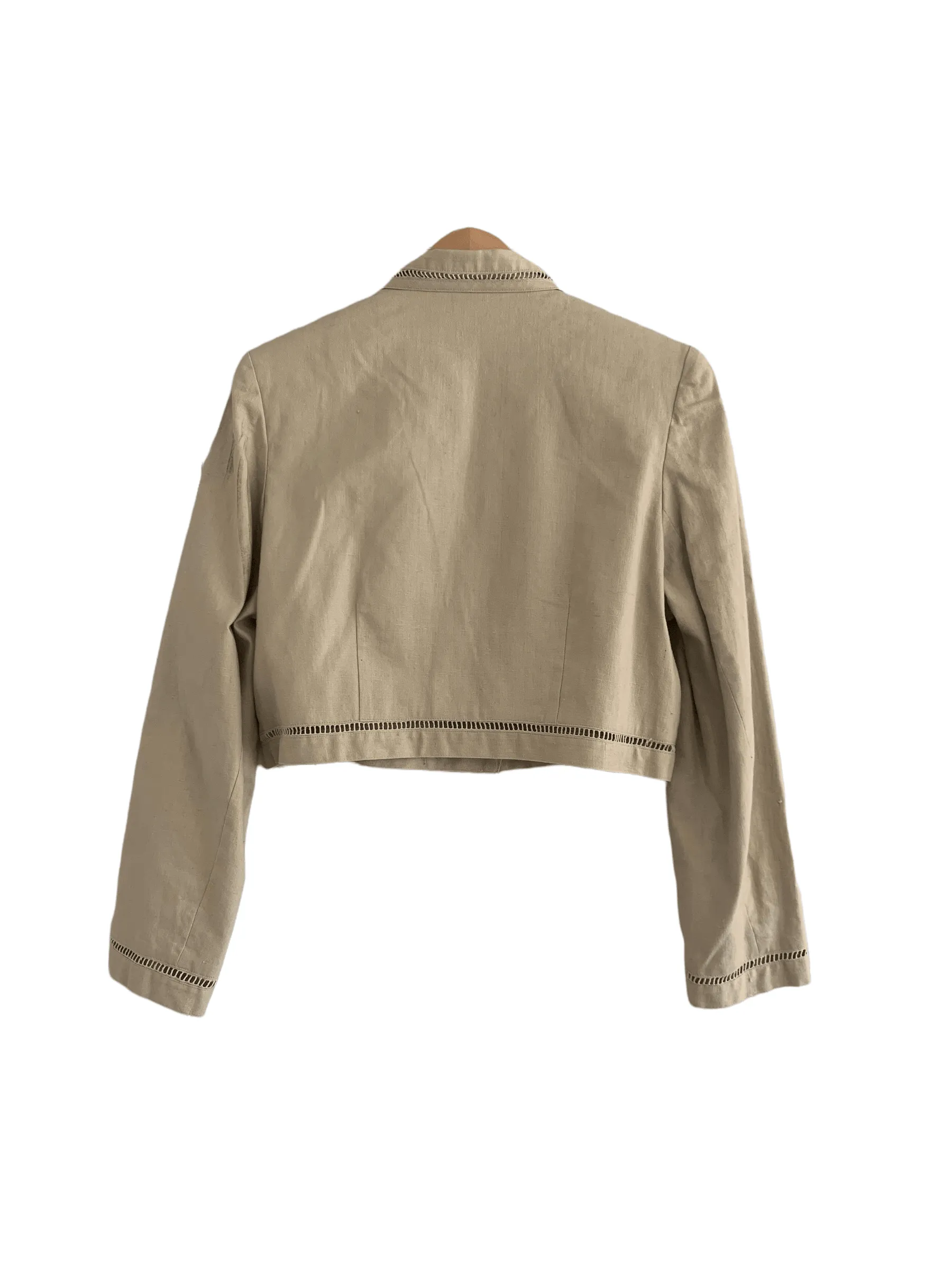 Charlotte Halton Double Breasted Cropped Jacket Beige UK 14