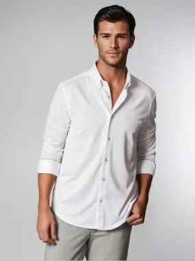 Classic White Long Sleeve Button Down Tech Shirt