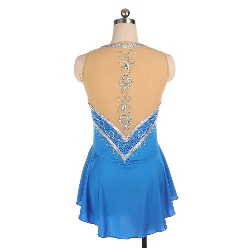 Competition Figure Skating Dress Sleeveless Light Blue BSU070222