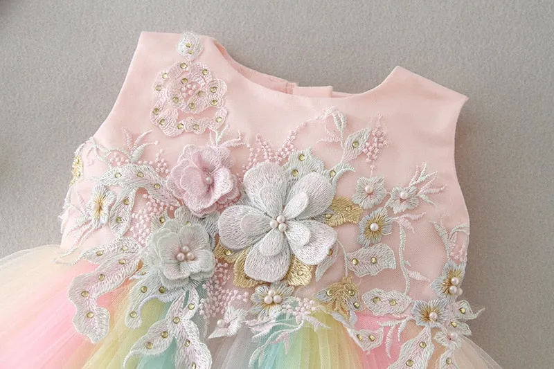 Connie - Rainbow Tutu & Embellished Lace  Party Dresses for Baby Girl