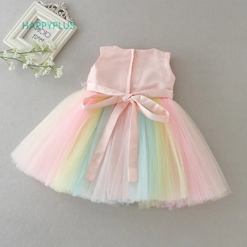 Connie - Rainbow Tutu & Embellished Lace  Party Dresses for Baby Girl